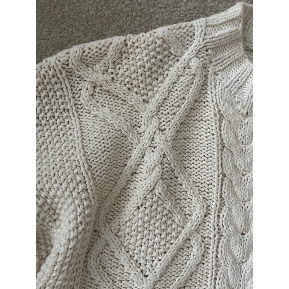 Cozy Cable Knit Crewneck Sweater - Cream - Picture 5 of 6
